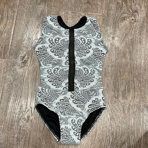 Chelsea B Lace Ballet Leotard with Open Back-Child Large/Mint and Black